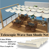 White Telescopic Wave Sun Shade Net Outdoor Awning Courtyard Pavilion Sun Sails Garden Canopy Shading Net Swimming Pool Cover