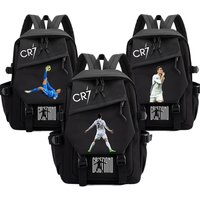 Fashion Football Ronaldo 15 Inch Polyester Waterproof Solid Color Simple Men's Backpack Fashion Couple Student Computer Backpack