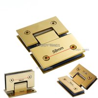 2pcs Brushed gold shower room glass door clip hinge double 90 degree bathroom door hardware accessories