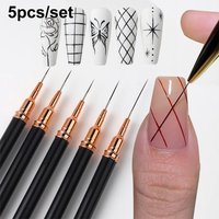 5Pcs/Set Nail Art Liner Brush UV Gel Nail Brushes Kits French Stripe Line Painting Drawing Flower Pen Professional Manicure Tool