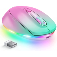 BOW Rechargeable Wireless Mouse Portable 2.4G Wireless Mouse LED Rainbow Lights Quiet Click Mice for Laptop Computer
