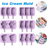 Silicone Ice Cream Mold with Lid Animals Shape Jelly DIY Homemade Cute Cartoon Ice Cream Reusable Popsicle Stick Ice Moulds