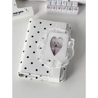 Korean Style A7 Leather Notebook Polka Dot Lace Heart Decor Loose Leaf Journal Portable DIY Planner Notepad for Students Daily