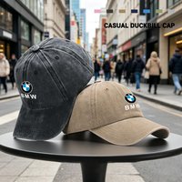 Casual Car Baseball Cap Washed Denim Vintage Hip Hop Caps For BMW 3 5 7 Series G11 G12 G30 G31 G32 G07 X3 X4 X5 X6 X7 Sticker