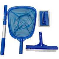 Swimming Pool Cleaning Kit, Pool Net Skimmer & Pool Brush with 3 Section Telescopic Pole