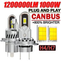 H7 H4 LED Headlight Bulbs CANBUS High Power Car Lights Mini Wireless Turbo Fan 6000K White Auto LED Headlamp +800% Bright 12V