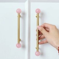 Natural Marble/ Crystal + Brass Kitchen Cabinet Storage Handle and Drawer Knobs Wardrobe Cupboard Door Pulls Furniture Handles