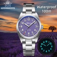 ADDIESDIVE Mens Analog Watch BGW9 Luminous 100m Waterproof Stainless Steel Men's Quartz Watches Sapphire Glass AD2521 Male Clock