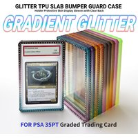 Glitter TPU Slab Bumper Guard Case,Holder Protective Skin Display Sleeves with Clear Back FOR PSA 35PT Graded Trading Cards