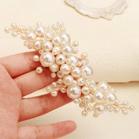 Fashion White Pearls Hairpins Side Clip Light Luxury Barrettes for Bride Wedding Party Hair Jewelry Women Girls Updo Headdress