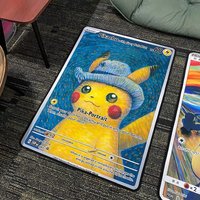 Pokemon Pikachu Card Carpet Artistic Pikachu Floor Mat Soft Plush Carpet for Game Room Bedroom Living Room Decor
