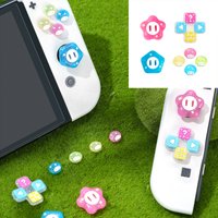 Mushroom Star Silicone Dpad Cross Button ABXY Key Sticker Skin Case For Switch 2/NS Oled NS2 Joy-con Thumb Stick Grip Cap Cover