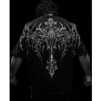 Breathedivinity Pure Cotton Men's Extra Large T-Shirt Dark Style American Streetwear Sporty Casual Print Short Sleeve