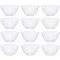 Set of 12 Clear 20cm Plastic Mixing Bowls – 2.3L BPA-Free Food-Safe Nesting Bowls for Kitchen Prep, Baking & Serving – Microwave