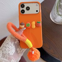 Lovely 3D Carrot Case For iPhone 17 Pro Max Plush Wrist Strap Cover Funda For iPhone 17 ProMax 15 Pro 16Pro 13 14 Pro Hard Case