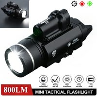 800 LM TR-1 Tactical Metal Flashlight Red Green Dots Laser LED Strobe Gun Light Outdoor Hunting White Light Burst Fit 20mm Rail