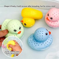 Colorful Sponge Duck Squeeze Toy Water Absorbing Squirting Stress Relief Bath Shower Novelty Gift for Kids & Adults Daily Use