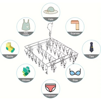 Stainless Steel Laundry Drying Rack With Multiple Clips For Socks Underwear Home Dorm And Outdoor Use Not easy to fall off