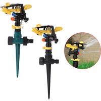 1/2" Male Thread Double Nozzle Yellow-Winged Adjustable Rocker Sprinkler With 3-Kinds Bracket Kit 360 Degree Garden Lawn Nozzle