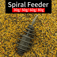 1PC Carp Fishing Accessories Spiral Feeder 30g/50g/60g/80g Fit With QC Swivel Size 8 For Method Feeder Fishing Equipment