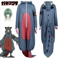 GACHIAKUTA Guita Cosplay costume BlueJumpsuit Funny Pajamas Anime Game Daily Wear Halloween Embroidery Top Vest Short Wig Set