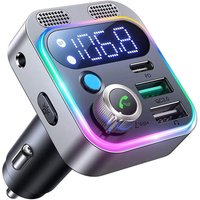 Bluetooth FM Transmitter for Car Radio with Dual Mics for Wireless Hands Free Phone Call MP3 Player Support Fast Charging