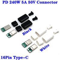 6P PD 240W Fast Charging 5A 50V Connector TYPE-C Male Plug USB With PCB Welding Data Line Interface DIY Data Cable Accessories
