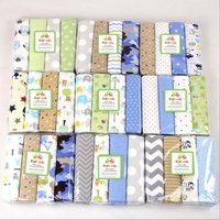 4pcs bed sheet wrapped blanket Cotton flannel baby blanket newborn swaddle blanket printed single layer