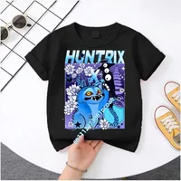 2026 Children's girls' K-pop demon hunter printed T-shirt, summer children's clothing, movie-themed T-shirt, short-sleeved top