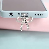 1Pc Dust Plug for Mobile Phone, Simple Hollow Fashion Alloy Pendant with Diamond Heart Ring, for Iphone, Type-C