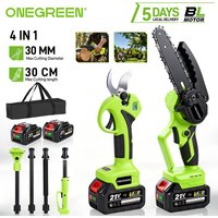 ONEGREEN 4-in-1 Teleskopstange 6 Zoll Elektrische Kettensäge Astschere für hohe Äste Garten-Elektrowerkzeug für Makita 18V Akku
