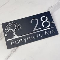 Personalized Tree of Life Address Sign Custom House Number Acrylic Wall Hanging, Outdoor Home Decor for Front Door, Porch, Yard