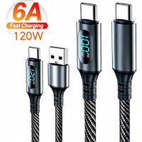 1 Pcs PD100W Cable USB Type C to USB C With Led Digital Display Super Fast Charge Cable For Xiaomi 14 Huawei Samsung S24 Oneplus