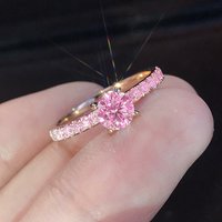 Silver Plated Engagement Ring For Women | Wedding Ring For Women | Oval Womens Fake Engagement Ring, Pink Cubic Zirconia