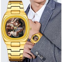 DIY Customisable Men’s Watch with Personalised Image: Business and Casual Water-Resistant Quartz Watch reloj hombre