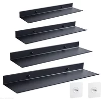Bath Storage Rack Wall Shelves Floating Matt Black Bathroom Kitchen Mirror Metal Shower Organizer Home Accessories No Drill