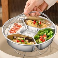 Food Divided Plate Dishes Fruit Salad Plate Tableware Dishwasher 5 Grids Food Plate Dishes Reusable Dinner Plates Serving Tray