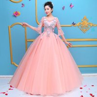 Customized Pink Ball Gown Quinceanera Dresses Tulle Appliques Prom Birthday Party Gowns Formal Vestido De Fiesta robes de soirée