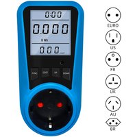 EU Plug Socket Digital Current Meter Voltmeter AC Power Meter Time Watt Power Energy Tester Wattmeter US UK AU FR BR IT Plug
