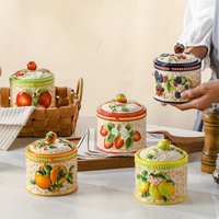 3D Hand-Painted Fruit Ceramic Bottle with Lid Salt Sugar Candy Storage Kitchen Decor Ginger Jars Home Decor Storage Containers