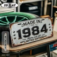 1pc 2D Flat 1984 Vintage Aluminum Metal Sign 12×8in Indoor Outdoor Wall Decor for Living Room Hallway Man Cave Balcony