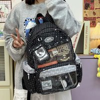 New Y2K Cute Star Polka Dot Ita Backpack Large Capacity Student Schoolbag DIY Display Outdoor Knapsack Casual Travel Rucksacks