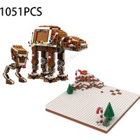 Gingerbread AT Space War Military MOC SpaceShip Battle Model Building Blocks Architecture DIY Education Model Toys Gift