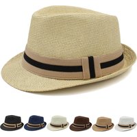 2 Sizes Parent-child Men Women Kids Boy Straw Fedora Hats Summer Trilby Sunhat Classical Jazz Caps Sombrero Beach Outdoor Travel