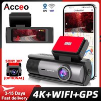 ACCEO 4K Dashcam with Built-in GPS/WiFi 1080P Rearview Camera 24H Parking Night Vision Recorder Loop Recording for Car Safety