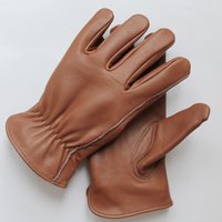 Retro Genuine Cowhide Leather Work Gloves Heavy Duty Safety Gardening Driver Construction Protective Gloves for Men Women