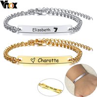 Vnox Adjustable Length Kids Babi ID Bracelets Anti Allergy Stainless Steel Girl Boy Children Anti Lost Jewelry Custom Name Phone