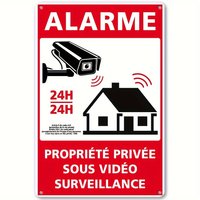 Vintage French-Inspired Security Sign - 24H Video Surveillance Alert with Private Property Warning, Heavy-Duty Iron Metal Burgla