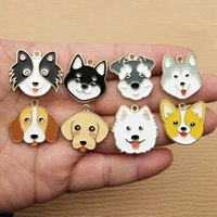 10pcs Cute Dog Charm for Jewelry Making Enamel Necklace Earring Bracelet Pendant Diy Accessories Alloy Metal Gold Plated