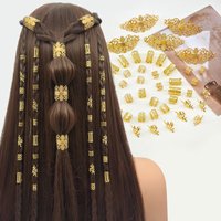 45pcs Hollow Hair Rings-Large Openwork Adjustable Alloy Hair Cuffs, Artistic Boho Jewelry for Men & Women's Dreadlocks & Braids